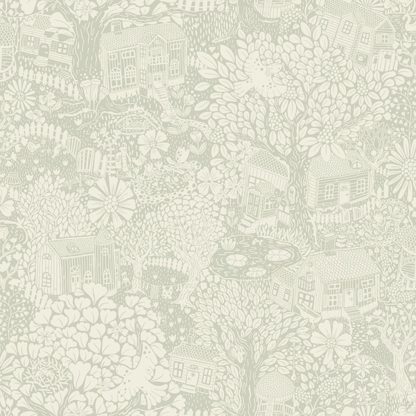 Manhattan Comfort Gainesville Bygga Bo Seafoam Woodland Village 33 ft L X 209 in W Wallpaper BR4111-63004 - main